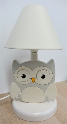 Bagoly éjjeli lámpa, szürke/fehér
