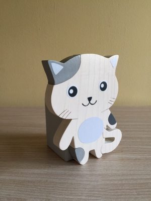 Cica ceruzatartó, fehér