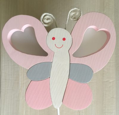 Pillangó fali lámpa, rózsa/fehér/szürke