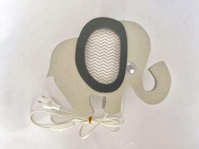 Elefánt falilámpa , szürke, antracit füllel