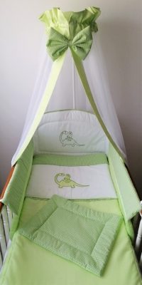 4 részes babaágynemű szett - Zöld dínók