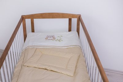 2 részes babaágynemű szett - Lulu bagoly , bézs pöttyös 