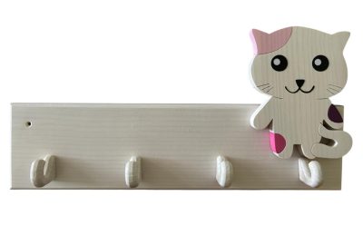 Cicás 4 akasztós fogas, fehér, pink foltokkal