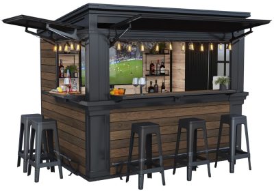 Keter DECO BAR DUO kerti bár és tároló – DECOCOAT, walnut, 2 az 1-ben