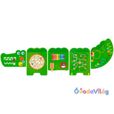 Összetett készségfejlesztő játék (falra szerelhető, krokodil)