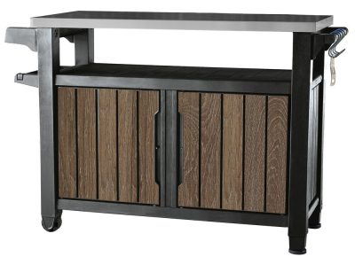 Keter UNITY XL műanyag kerti grill asztal – 207 L, walnut