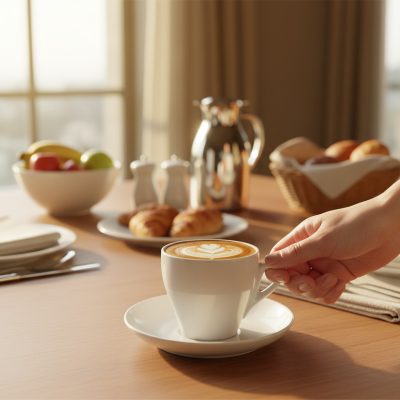 Rome cappuccino csésze szett, 160 ml-es, 6 db-os csomag, fehér porcelán