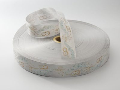 Esküvői mintás szalag Ezüst 50mm széles