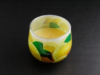 Lemon díszdobozos illatozó gyertya üvegpohárban
