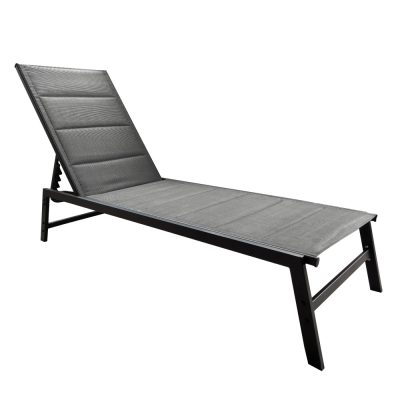 Állítható kerti napozóágy, fekete/szürke, LOPEZ