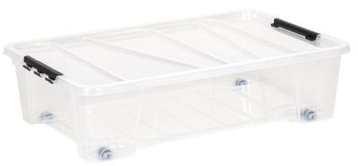 Dea Home Jolly ágy alatti tárolódoboz fedéllel 25 literes - átlátszó