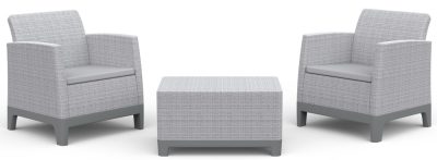 Keter SCANDI FORMA BALCONY kerti bútor szett – 2 fotel + tárolós asztal, Ash grey / Storm grey