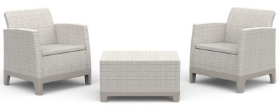 Keter SCANDI FORMA BALCONY kerti bútor szett – 2 fotel + tárolós asztal, Pebble grey / Soft beige