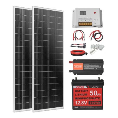 12V 200W off-grid komplett napelem rendszer szett akkumulátorral 40A vezérlővel és 800W inverterrel