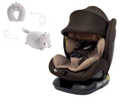 Mama Kiddies Nova Luxe iSize autósülés biztonsági övvel beköthető - barna színben (40-150 cm) + AJÁNDÉK NYAKPÁRNA