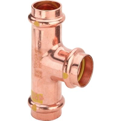 VIEGA 2618 Profipress G vörösréz szűkített T-idom, gázra, 22-15-22mm