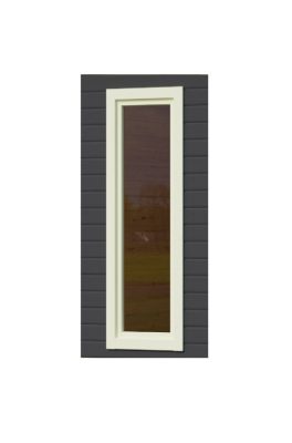 Karibu fix fa ablak 600 mm x 1695 mm, 38 mm falvastagságú faházhoz, elefántcsontfehér színű fából