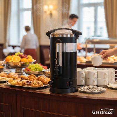 Italmelegentartó adagoló csappal, 8,7 L, termosztátos (30–110°C), 1,5 kW