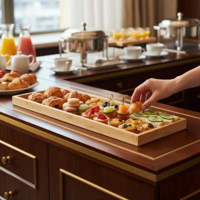 GN 2/4 bambusz tálalótálca, 53x16.2x2.5cm, svédasztalos kínáláshoz (GOBI)