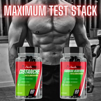 MAXIMUM TEST STACK - Extrém Tesztoszteron Fokozó Csomag - Fadogia + Cistanche - 120 Kapszula - Muscle Rage