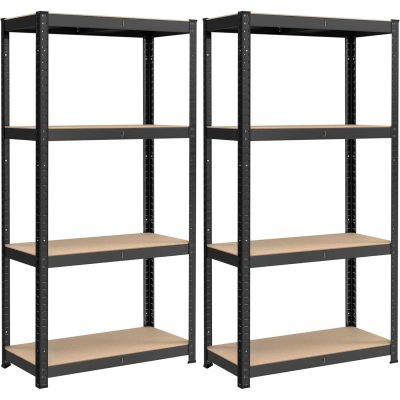 Fém tároló polc szett 2 db, nagy teherbírású tároló polcrendszer, 40 x 80 x 160 cm, 520 kg teherbírás, fekete