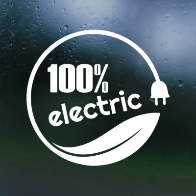 100% Electric elektromos autó matrica