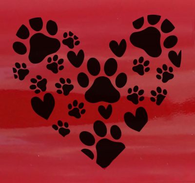 Kutyakozmetika tappancsos szív matrica