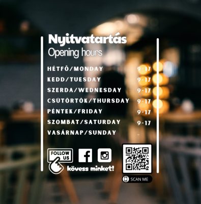 Prémium nyitvatartás matrica 22