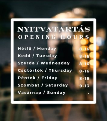 Prémium nyitvatartás matrica 8
