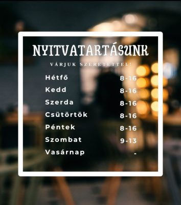 Prémium nyitvatartás matrica 9
