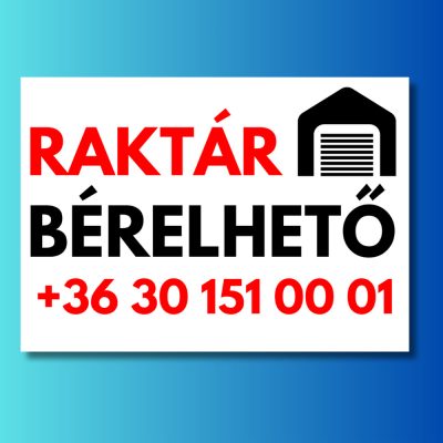 Raktár bérelhető tábla