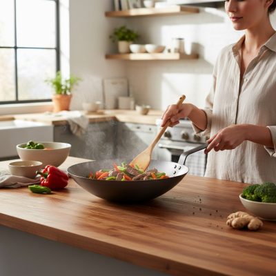 de Buyer Carbon Plus szénacél wok 35 cm-es