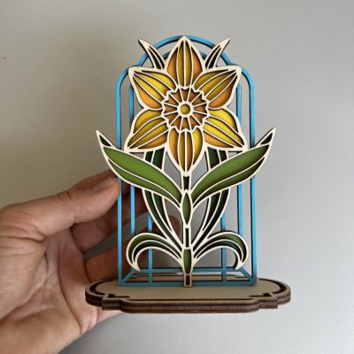 Nárcisz virág ablakos dekor