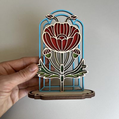 Pipacs virág ablakos dekor