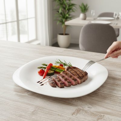 Palaos 28 cm-es szögletes lapostányér - 6 db-os csomag, edzett üveg