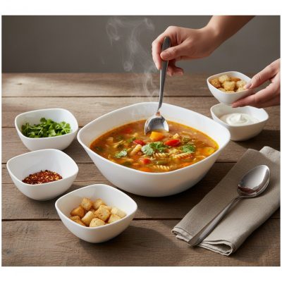 Palaos 22 cm-es szögletes levestál - edzett üveg