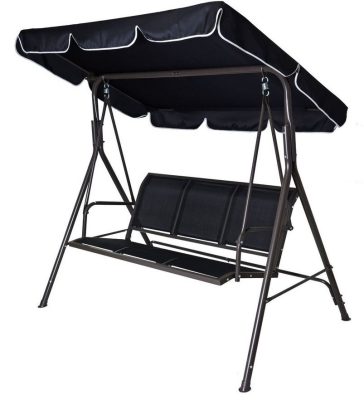 Rojaplast Confort fémből készült kerti hintaágy tetővel - fekete 