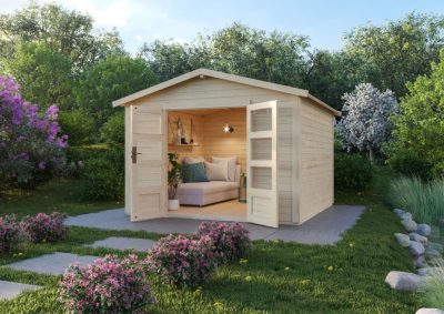 Karibu Talkau 8. Modern nyeregtetős kerti ház, natúr fából 304 cm x 304 cm