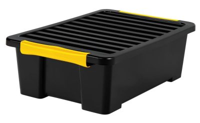 Rotho DIY EASY tároló doboz 30L – nagy fedeles műanyag tároló, fekete