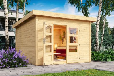 Karibu Northeim 4. Kerti ház, natúr fából 369 cm x 309 cm