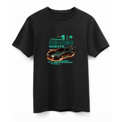 Neon nights póló fekete