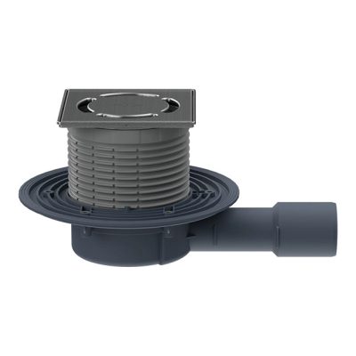 HL 90PRBLUE-3000 szuper alacsony padlólefolyó DN 40/50 vízszintes kimenettel és Primus Blue szifonnal, 115x115mm ráccsal