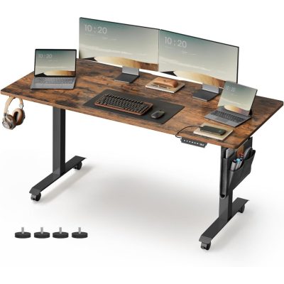 VASAGLE elektromos állítható magasságú íróasztal, 160 x 60 cm, vintage barna