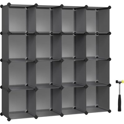 SONGMICS 16 kockás DIY polcrendszer és cipőtároló, szürke