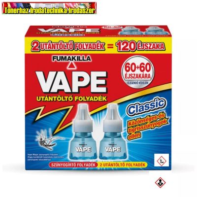 VAPE Classic elektromos szúnyogirtó utántöltő folyadék DUO PACK 2db/dob (1db= 60 éjszakás, 36ml)