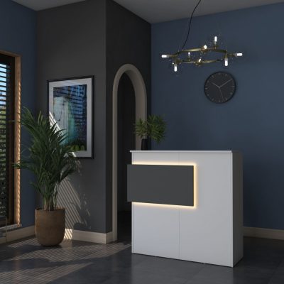Recepciós pult LED világítással 110x40x110 cm, Fehér