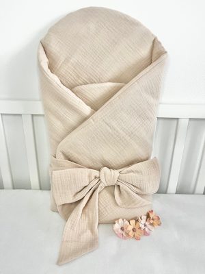 Kókuszpólya – Bézs muszlin, 75×75 cm | Természetes pamut, kókuszbetéttel