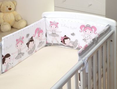 180°-os rácsvédő fehér-szürke színben balett mintával (Baby Bear kollekció)