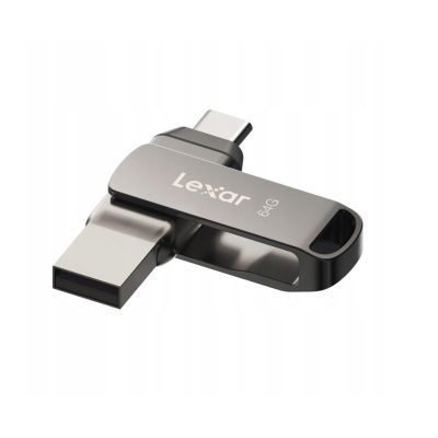 Lexar® JumpDrive® D400 USB 3.1 Type-C Dual Slot Metal PenDrive – telefonhoz és számítógéphez. Alumínium ház, 64GB