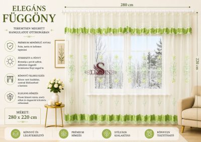 Elegáns hímzett függöny 280 x 220 cm